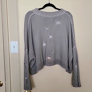 Planer by Lauren Distressed Grey Puma Cotton sweater